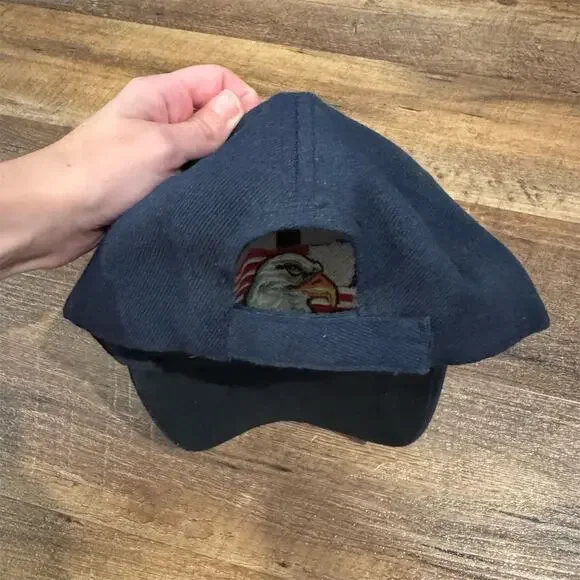 Vintage Eagle Flag Patriotic Wool Baseball Cap USA Embroidered Adjustable READ - Picture 5 of 7